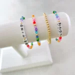 Rainbow Beaded Square Name Bracelet