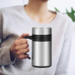 Customiseable Name Text Vacuum-Cup Portable Water-Glass Coffee-Mug Stainless Steel – Silver