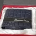 Customized Name Engraved Wallet With Gift Box – Dark Blue