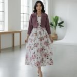 Winter Festival Digital Sleeve'less Maxi With Koti