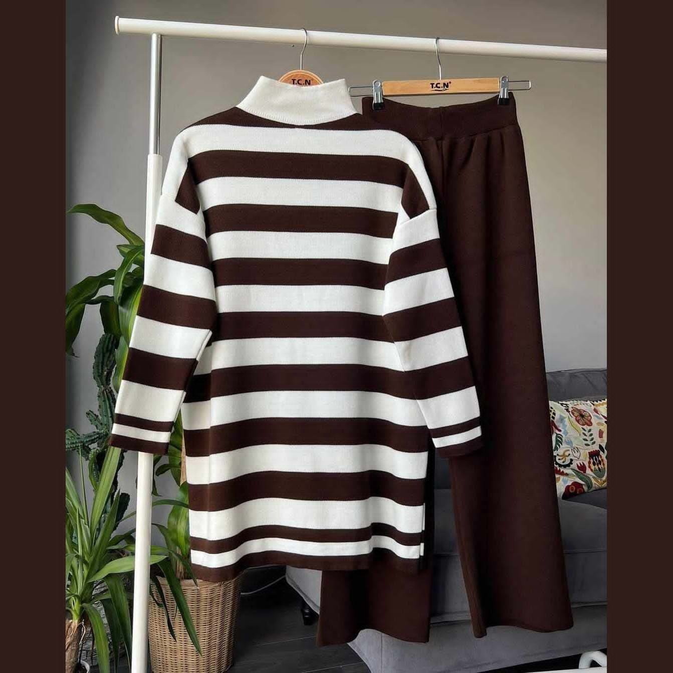 WhatsApp-Image-2025-12-07-at-8.56.22-AM.jpeg A&S Stripe Printed Style 2-Pcs Winter Tracksuit For Her. - Image 1