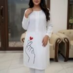 Malai Lawn Digital Printed Lace Work Stitched Shirt With Malai Lawn Lace Work Stitched Flapper 2pc Dress