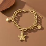 Starfish Seashell Charm Bracelet – Stainless Steel