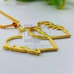 Personalized Name Necklace – Double Heart Design