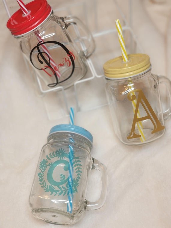 il_570xN.1421949306_h29v.jpg Personalized Mason jar glass tumbler with straw - Image 1